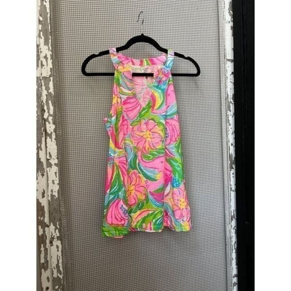Lilly Pulitzer Arya So A Peeling Elephant Print Tank Top Small Cotton